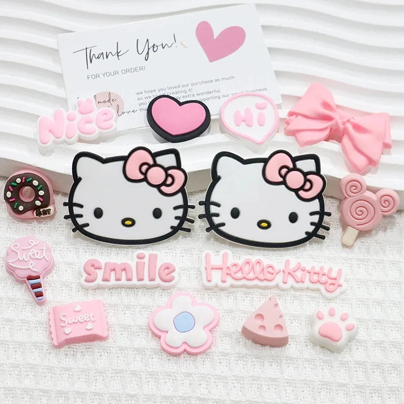 15-Piece Pink Hello Kitty Shoe Charm Set – Add Fun to Your Footwear