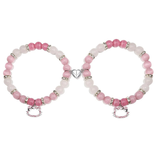 2-Piece Hello Kitty Crystal Bracelets | Magnetic Matching Set