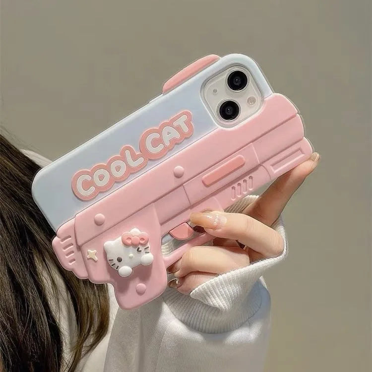3D Cartoon Hello Kitty Shooting Style Phone Case – Soft Silicone Protection