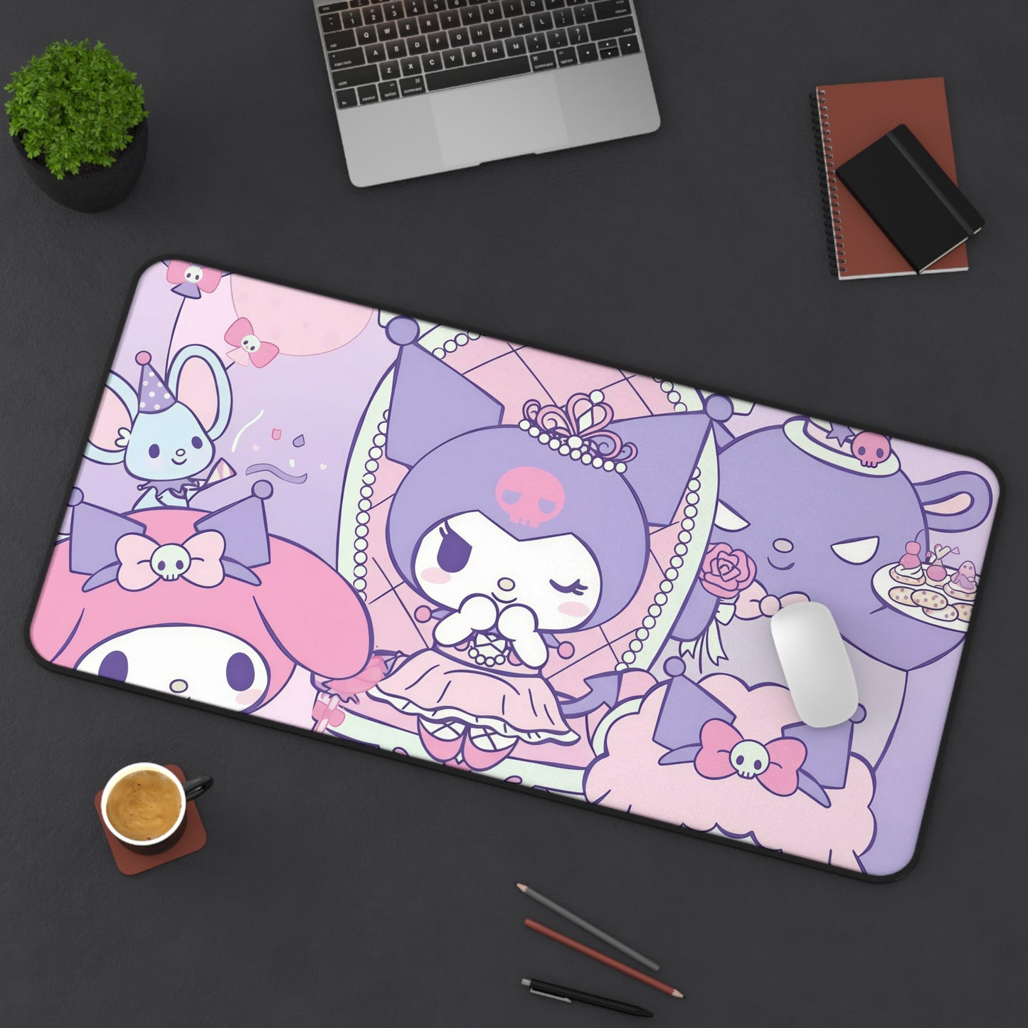 Kawaii Pastel Kuromi Desk Mat – Cute Sanrio-Inspired Gaming & Work Mouse Pad