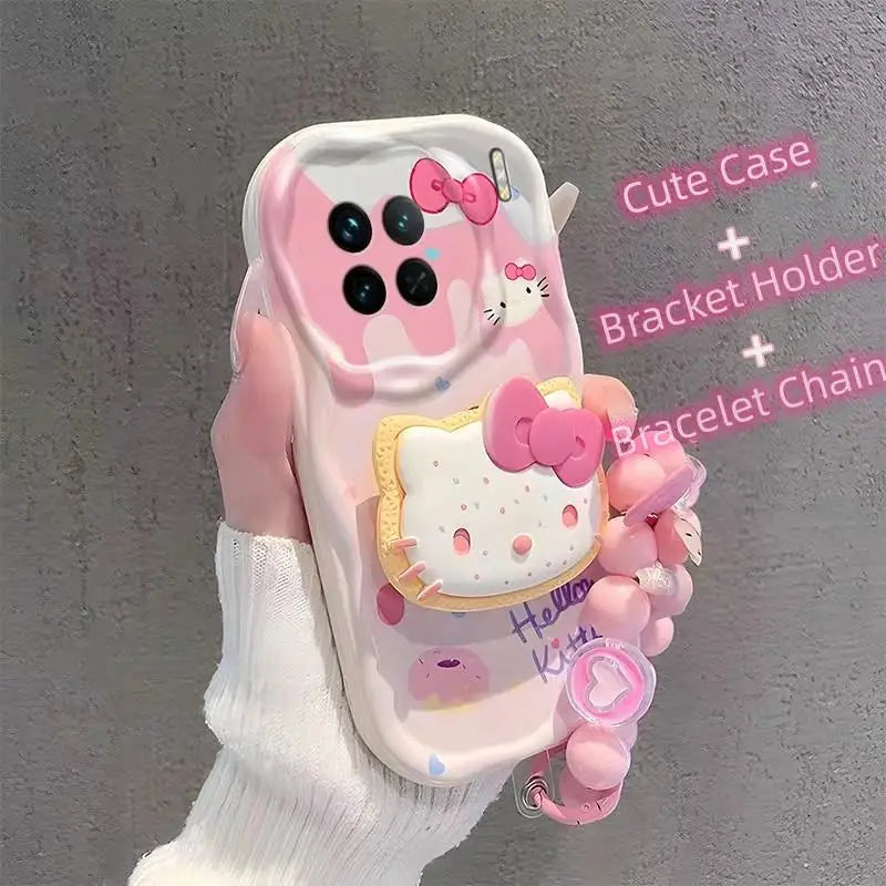 Adorable & Practical: Hello Kitty 3D Wavy Edge Bracket Bracelet Case