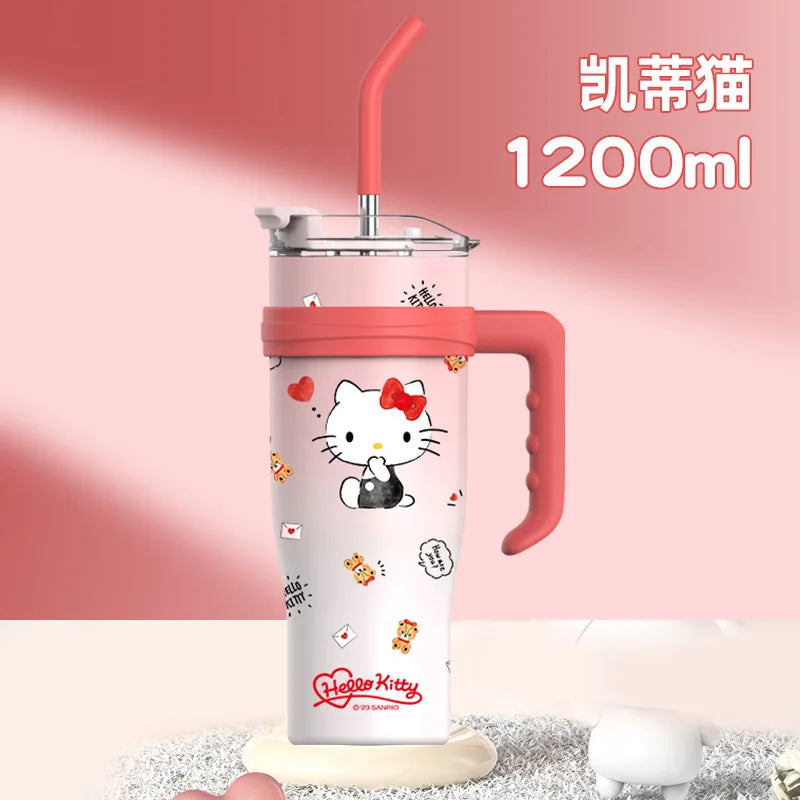 Adorable Sanrio Hello Kitty Vacuum Cup with Straw | 1200ml for Maximum Convenience"