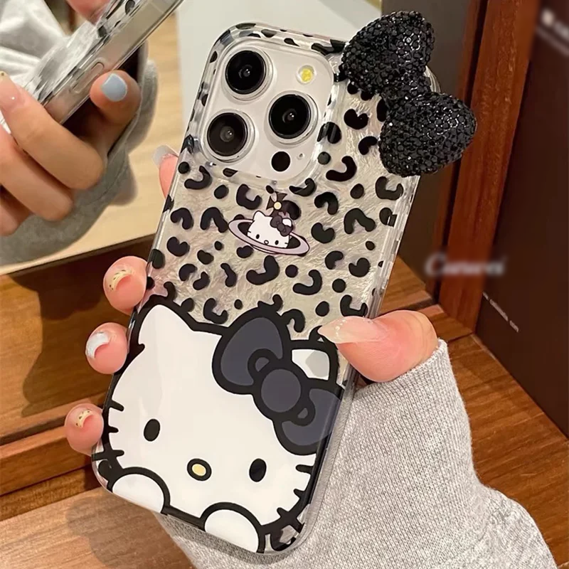 Black Diamond Knot Hello Kitty iPhone Case – Sleek and Glamorous
