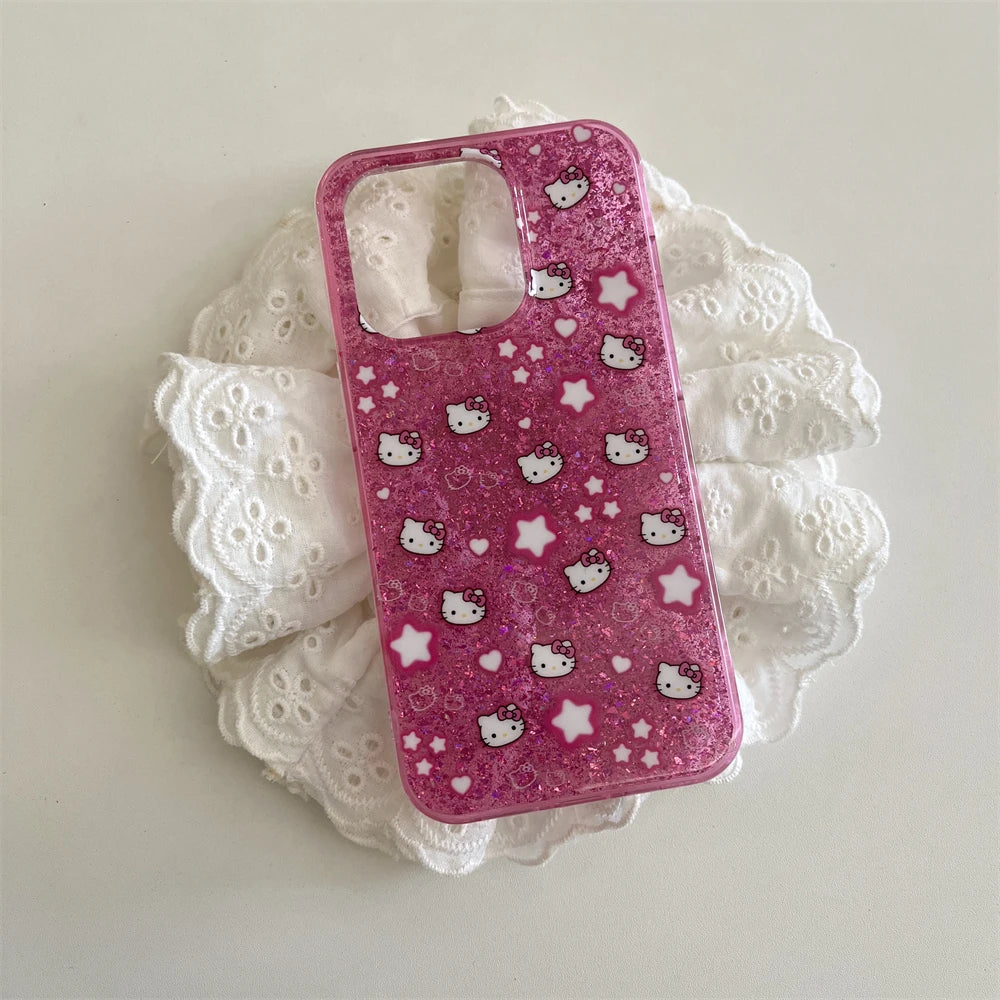 Catch the Stars with Hello Kitty: The Pink Glitter Phone Case