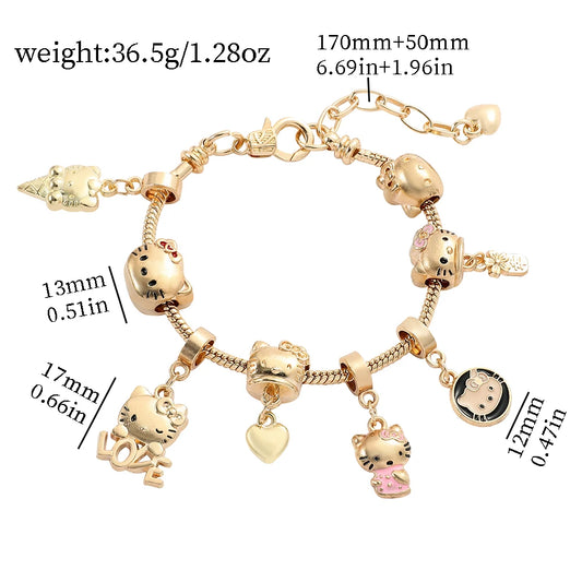 Chic Hello Kitty Gold Charm Bracelet