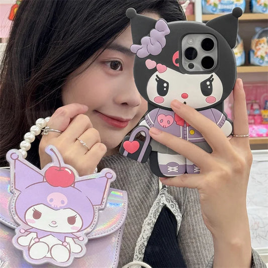 Chic Kuromi with Handbag: 3D Phone Case