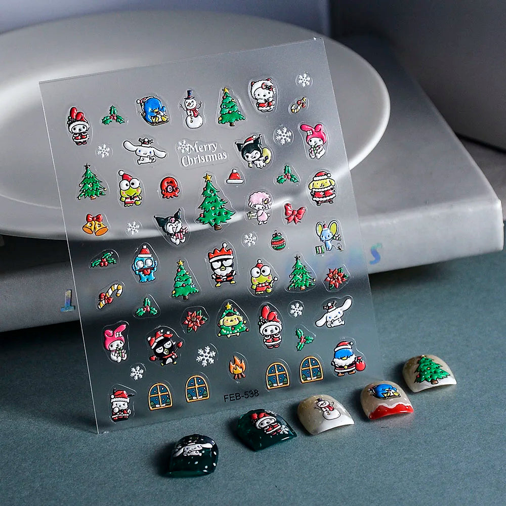 Christmas Sanrio Character 5D Nail Stickes DIY Nail art