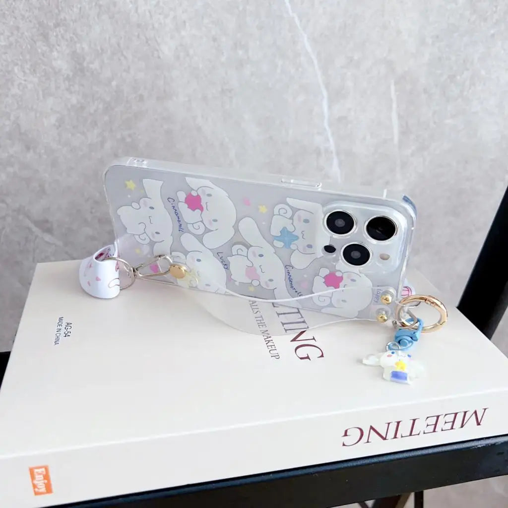 CinnamoRoll Phone Case with Wrist Strap and Lanyard