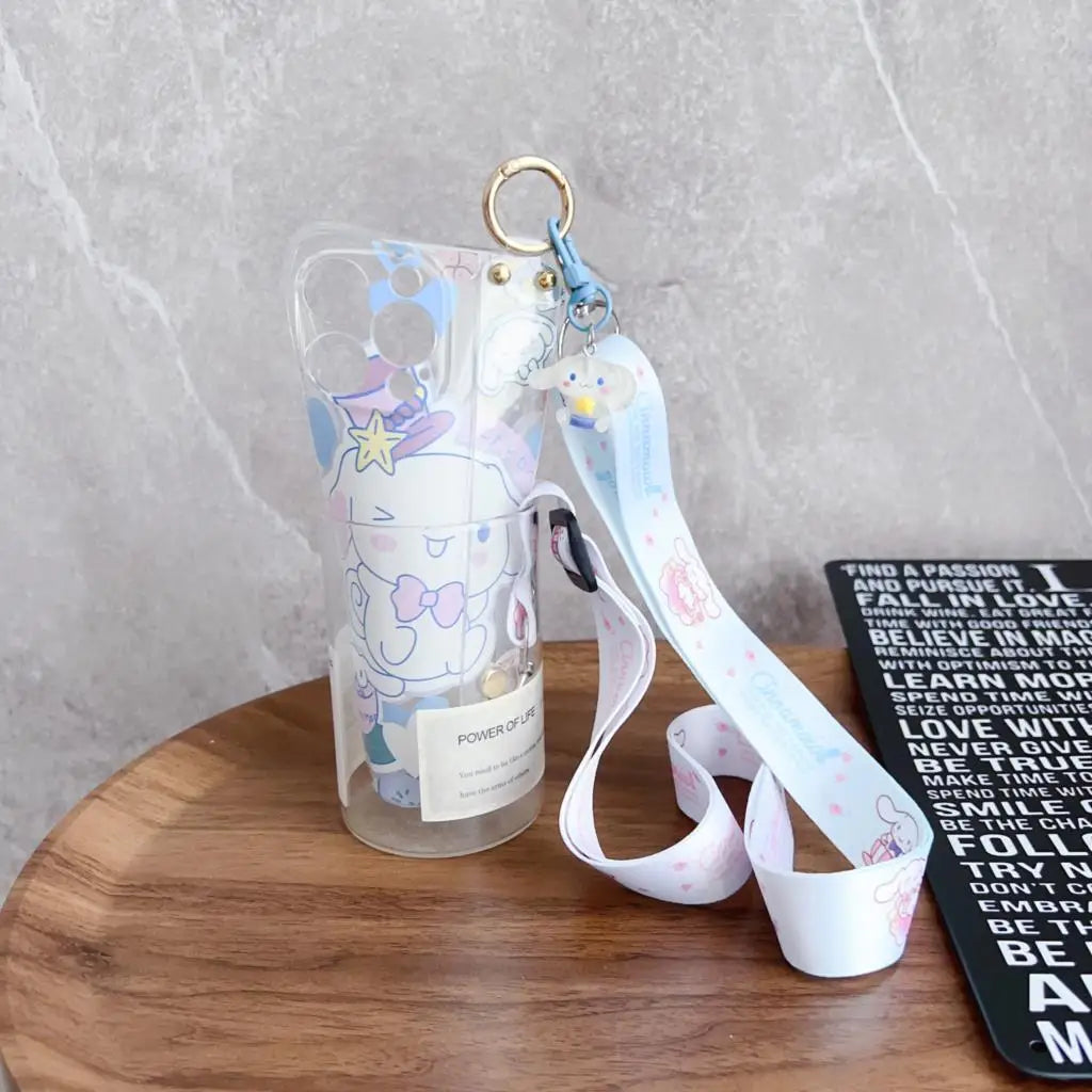 Cinnamoroll Phone Case with Wrist Strap and Lanyard – Stylish Protection