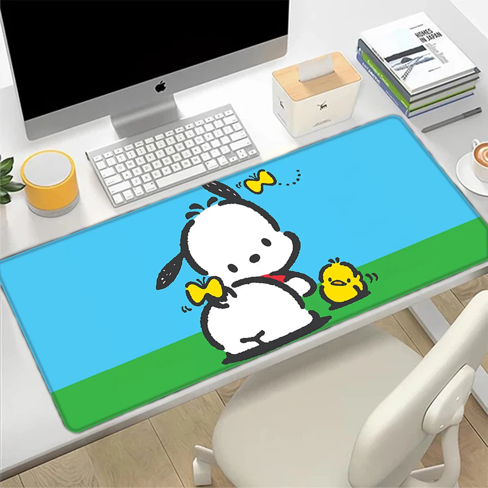 Clean & Cute Pochacco Desk Pad – Bright Color Sanrio Mat