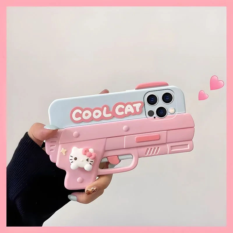 Cool Hello Kitty 3D Cartoon Shooting Style Soft Silicone Phone Case
