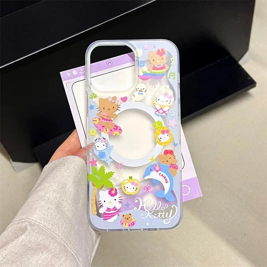 Adorable Hello Kitty Magnetic Grip Case | Blue Kitty Shaker