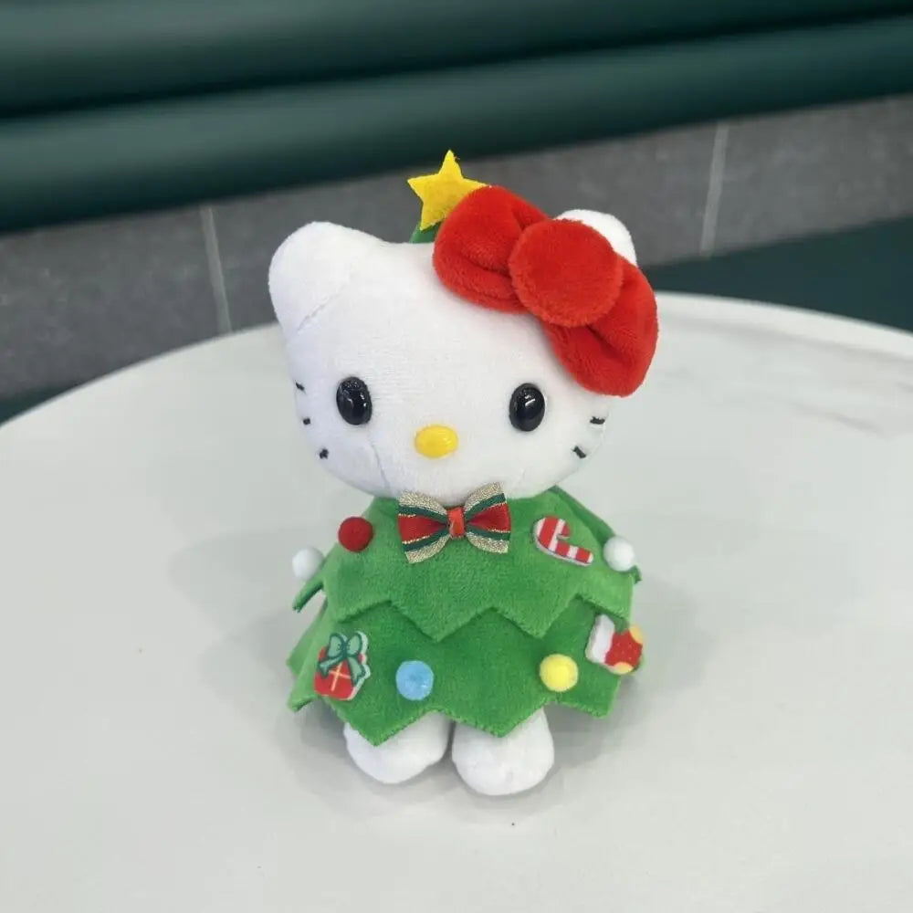 Cute Hello Kitty Plush Doll Keychain | Christmas Tree Dress Edition