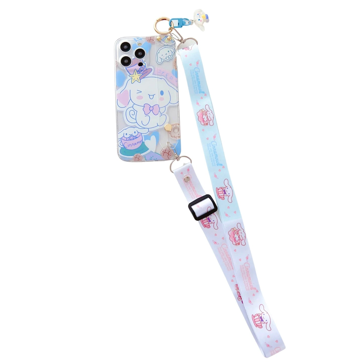 Sanrio Cinnamoroll Phone Case with Wrist Strap and Lanyard