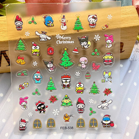 DIY Sanrio 3D Christmas Nail Stickers – Cute Holiday Nails Made Easy