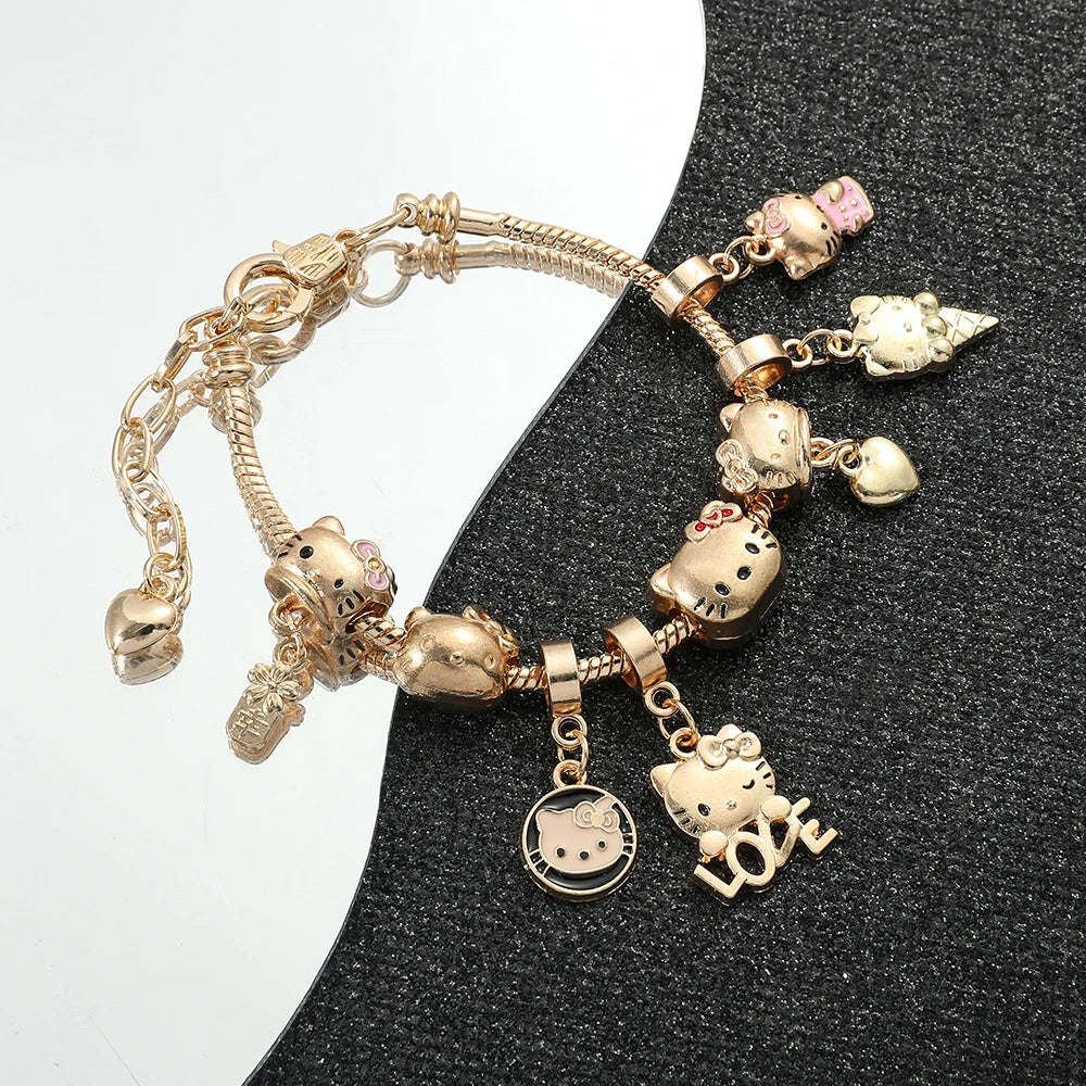 Dainty Hello Kitty Gold Charm Bracelet