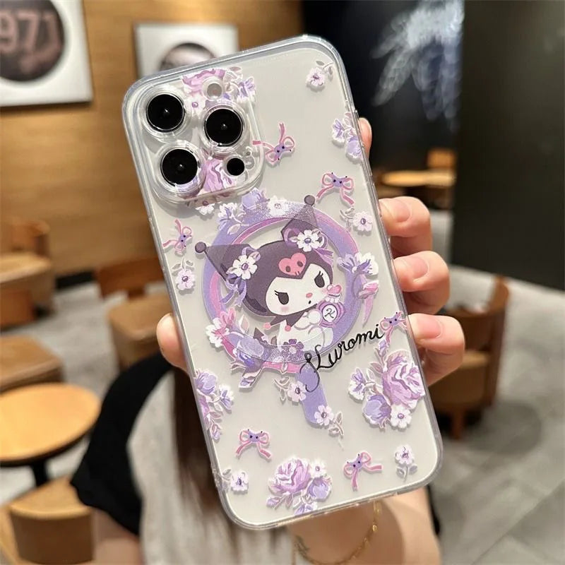 Darkly Cute Blooms: Kuromi MagSafe Floral Case
