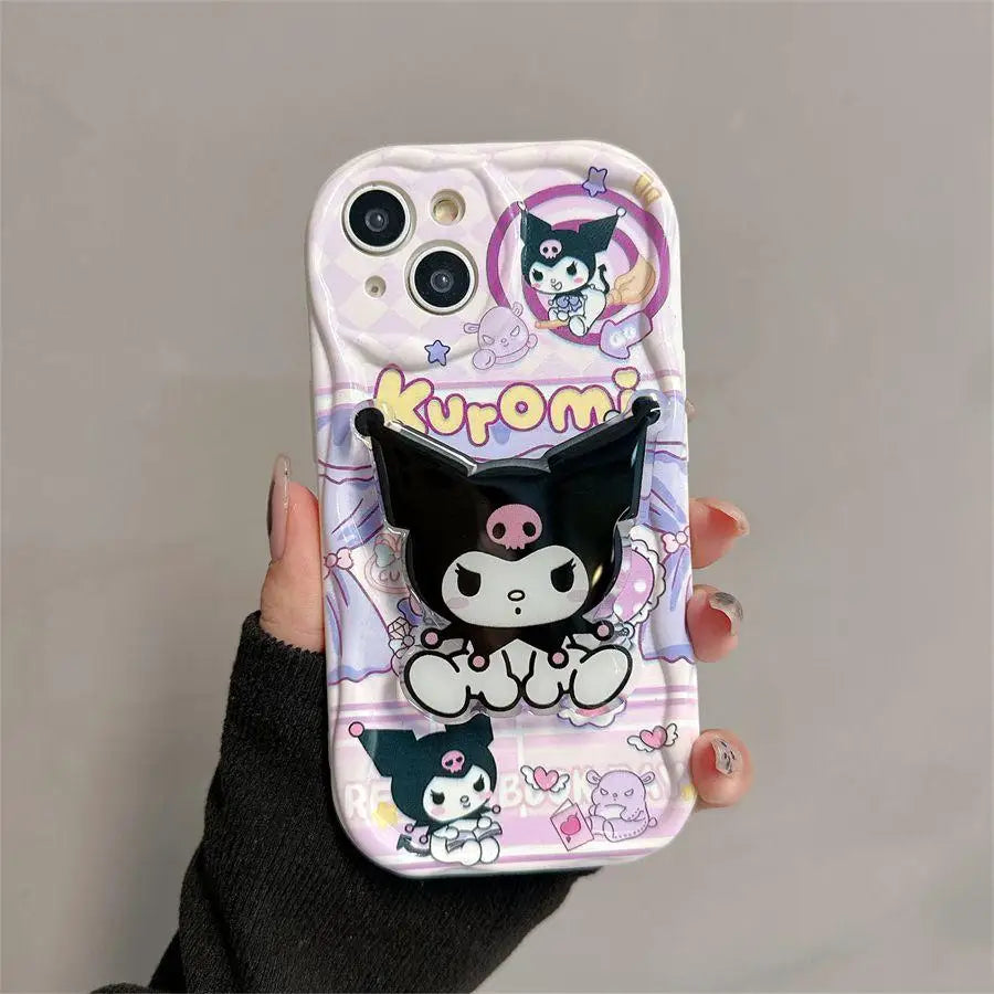 Edgy & Cute: Kuromi 3D Wavy Curved Edge Bracket Bracelet Case