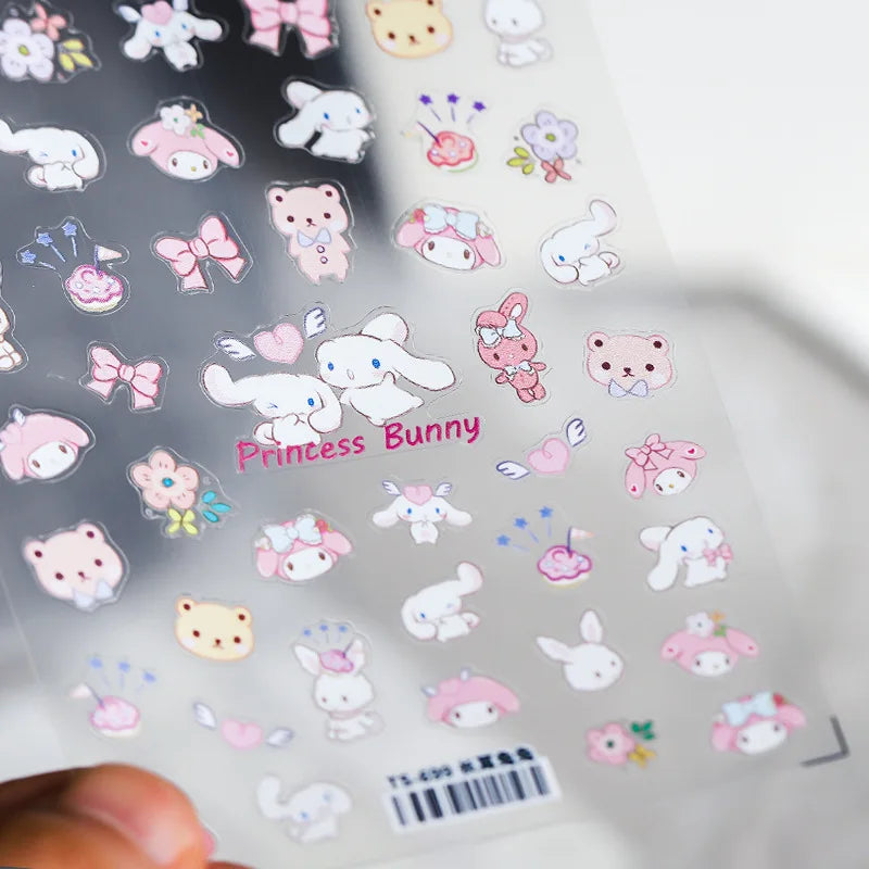 Embossed Sanrio 5D Nail Stickers for Creative DIY Nail Art