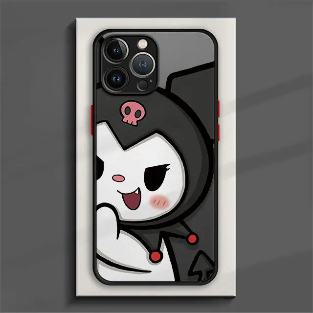 Expressive Kuromi Clear Matte Phone Case - Mischieve face