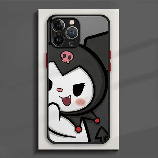 Expressive Kuromi Clear Matte Phone Case - Mischieve face