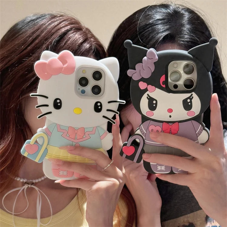 Fashionable Hello Kitty Carrying a Handbag: 3D Phone Case
