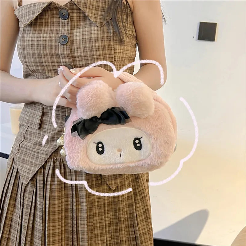 Fluffy My Melody Cosmetic Bag – Sanrio's Kawaii Touch for Your Makeup