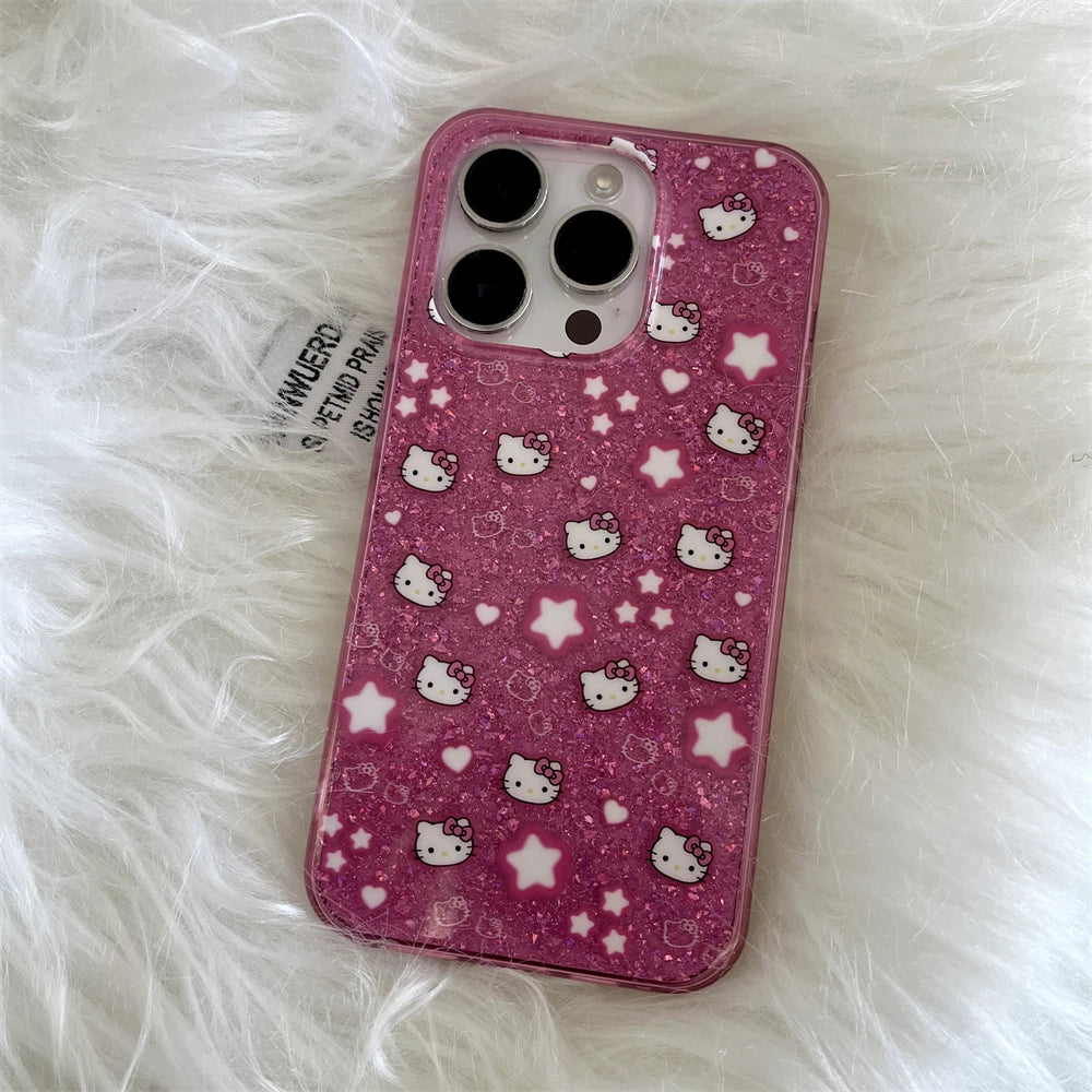 Glittering Hello Kitty: The Sparkling Pink Phone Case of Your Dreams