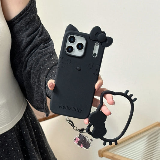 Hello Kitty Black Protective Phone Case with Wrist Strap