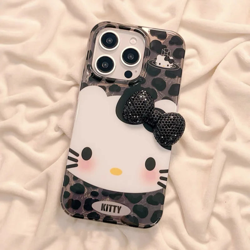 Hello Kitty Bling iPhone Case – Hard Shell with Sparkling Bowknot & Glossy Finish