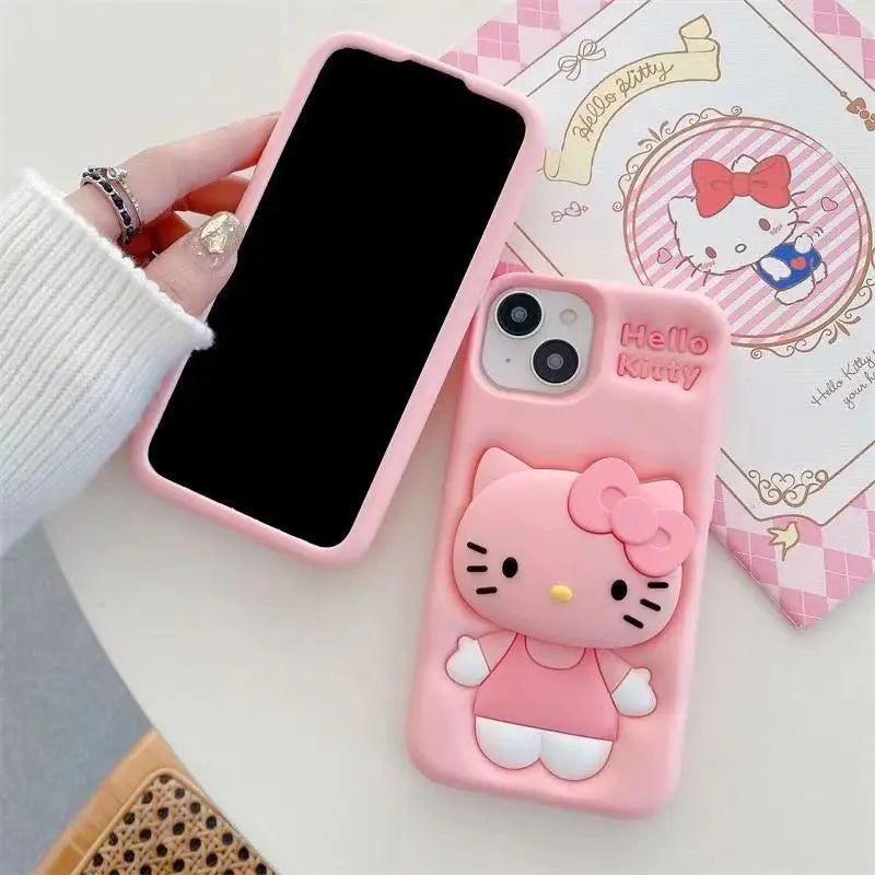 Hello Kitty Cartoon Face Grip Tok – Soft Silicone Holder Phone Case