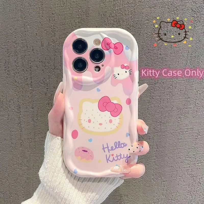 Hello Kitty Charm: 3D Wavy Curved Edge Bracket Bracelet Phone Case
