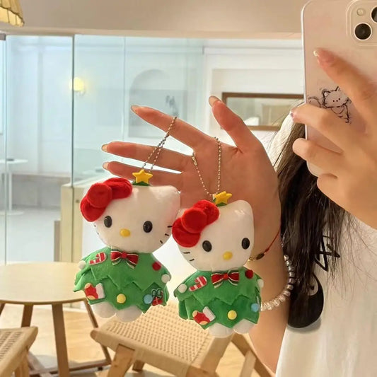 Hello Kitty Christmas Tree Plush Doll Keychain | Sanrio Holiday Edition