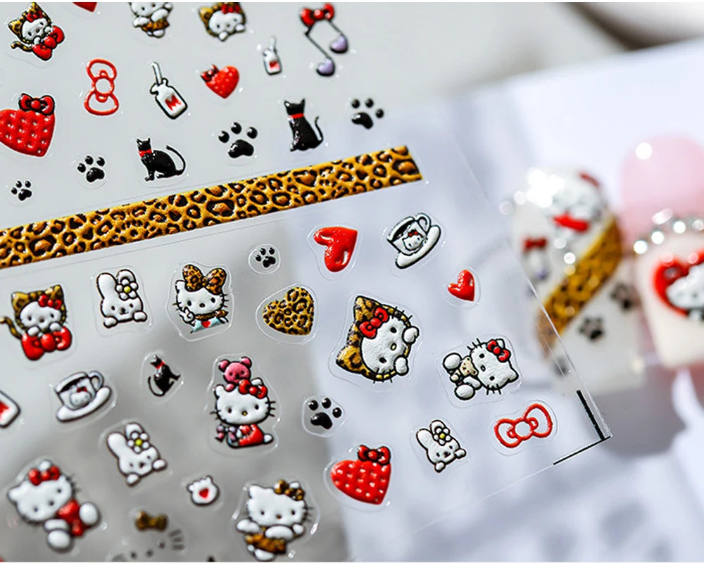 Hello Kitty DIY Nail Art with Sanrio 5D Embossed Nail Stickers