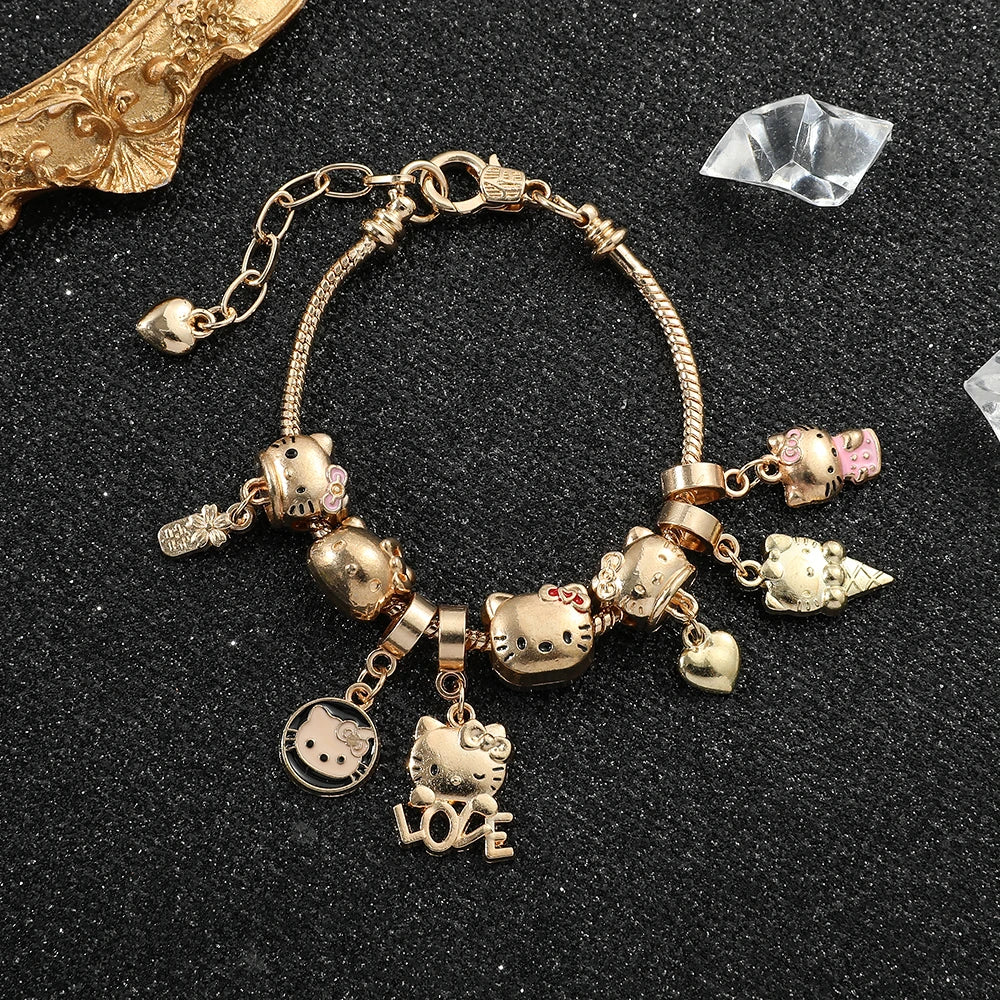 Hello Kitty Gold Charm Link Bracelet