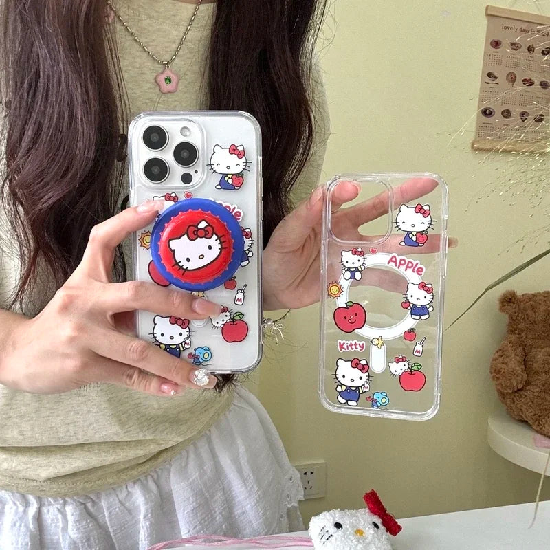 Hello Kitty Phone Case with Blue & Red Magnetic Bracket