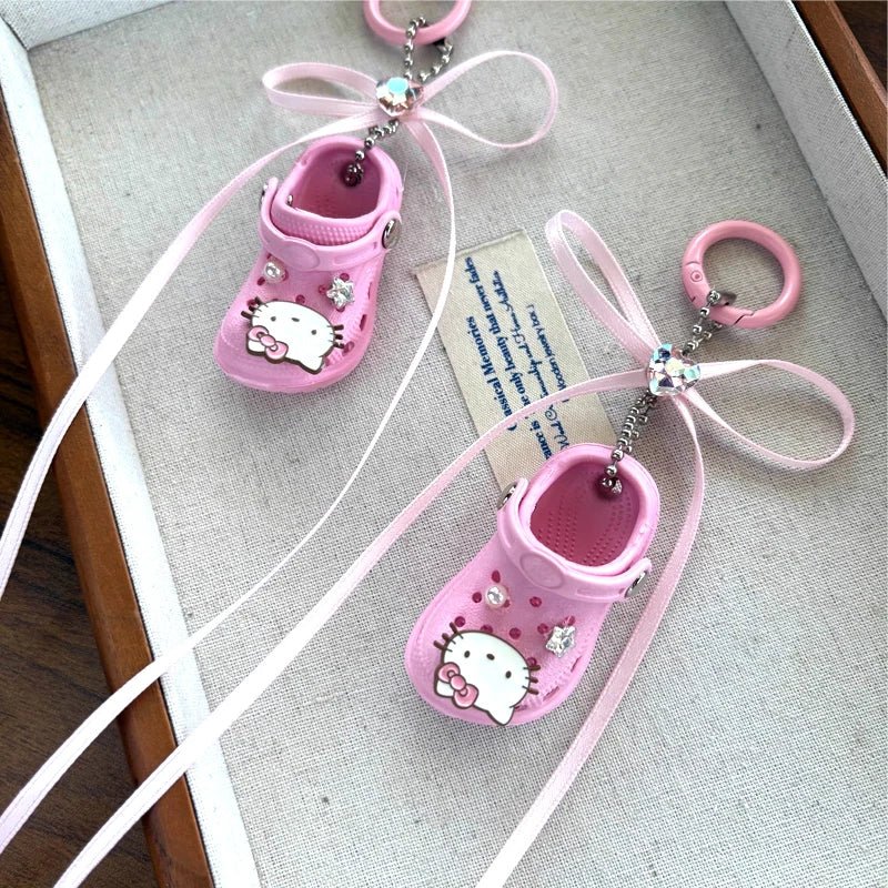 Hello Kitty Pink Bow Tiny Shoe Trinket Keychain – Ideal Charm for Backpacks & Bags