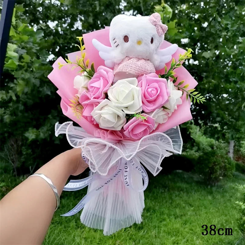 Hello Kitty Plush Bouquet | Adorable Angel Wings Surrounded by Flowers