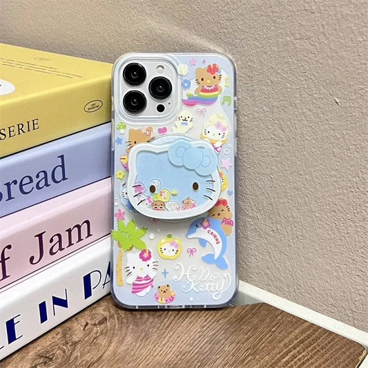 Adorable Hello Kitty Magnetic Grip Case | Blue Kitty Shaker