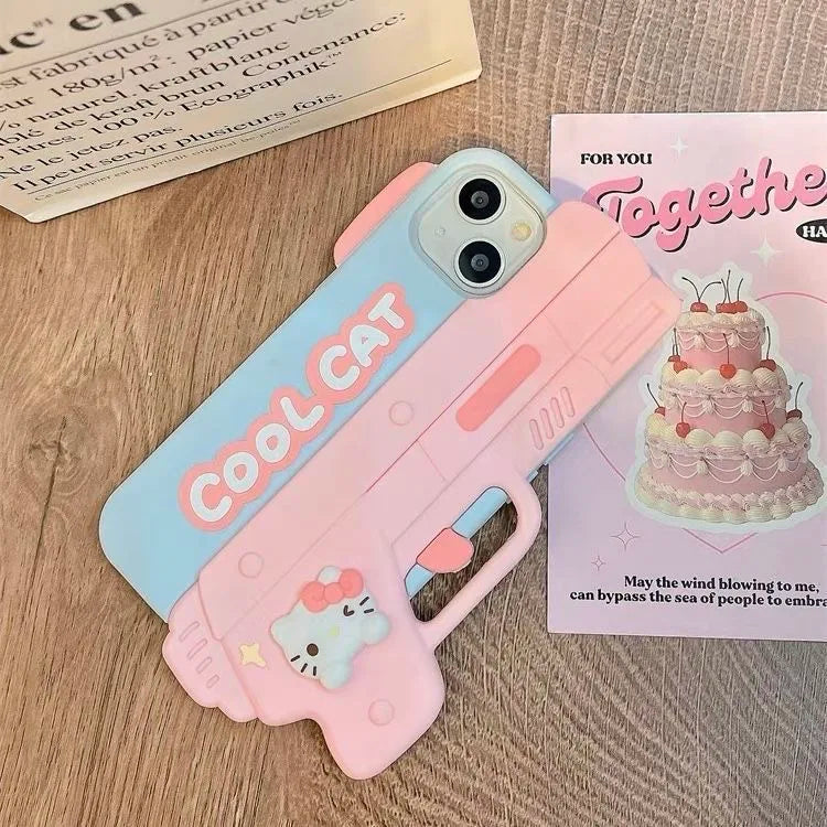 Hello Kitty Shooting Style Soft Phone Case – Cool 3D Cartoon Design