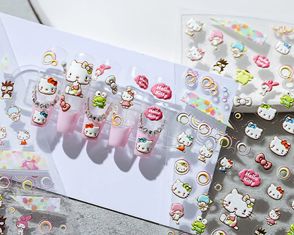 Hello kitty 5D Embossed Stickers for DIY Nail Art Decoration