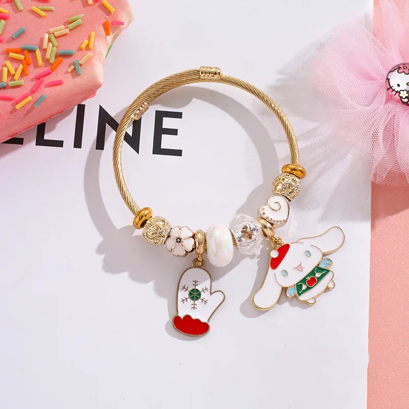 Holiday Cheer Sanrio Cinnamoroll Beaded Bracelet | Adjustable Christmas Charms