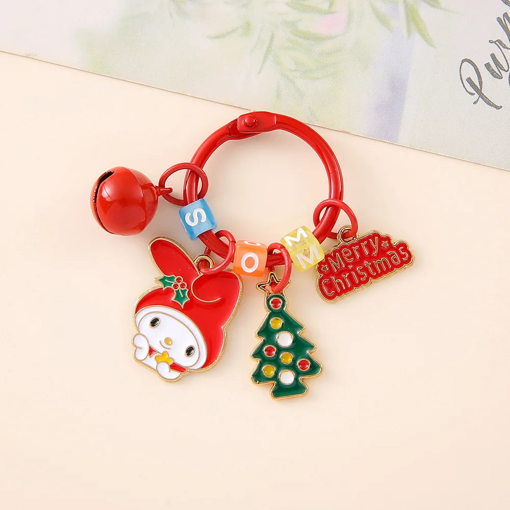 Holiday Cheer Sanrio Keychains – Featuring Hello Kitty, My Melody, Kuromi & Cinnamoroll with Christmas Tree & Bell
