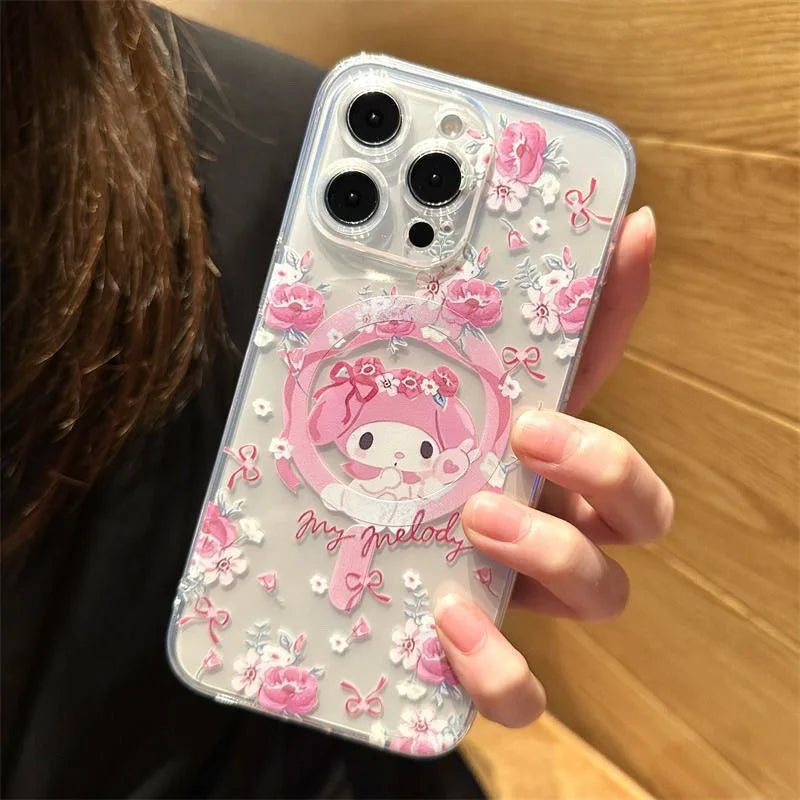 Kawaii Blooms: My Melody Floral MagSafe Phone Case