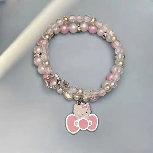 Kawaii Hello Kitty Beaded Bracelets – 2PCS Sanrio Jewelry Set