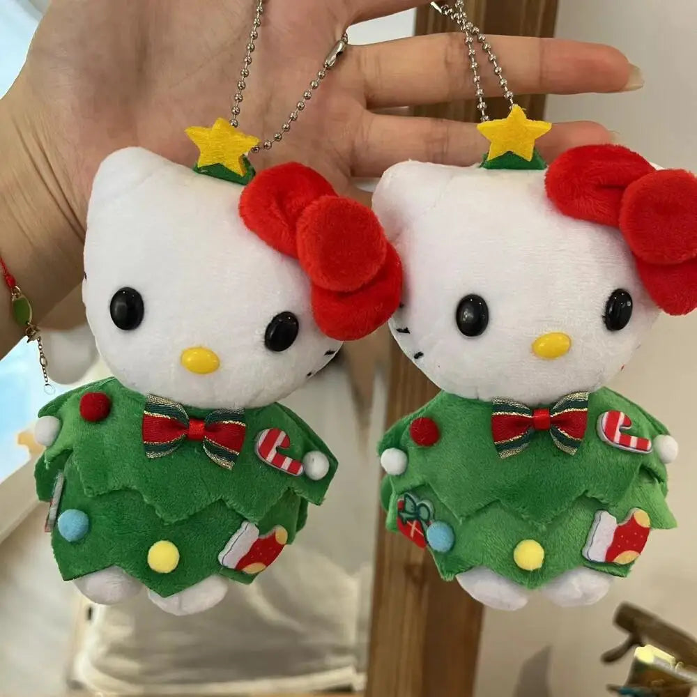 Kawaii Hello Kitty Christmas Tree Keychain | Plush Holiday Ornament