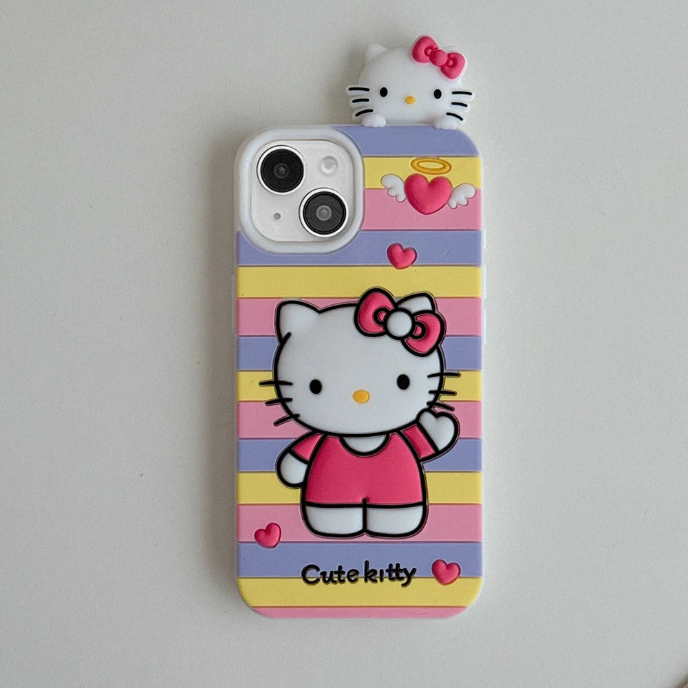 Kawaii Hello Kitty Soft Silicone iPhone Cover – Colorful & Cute