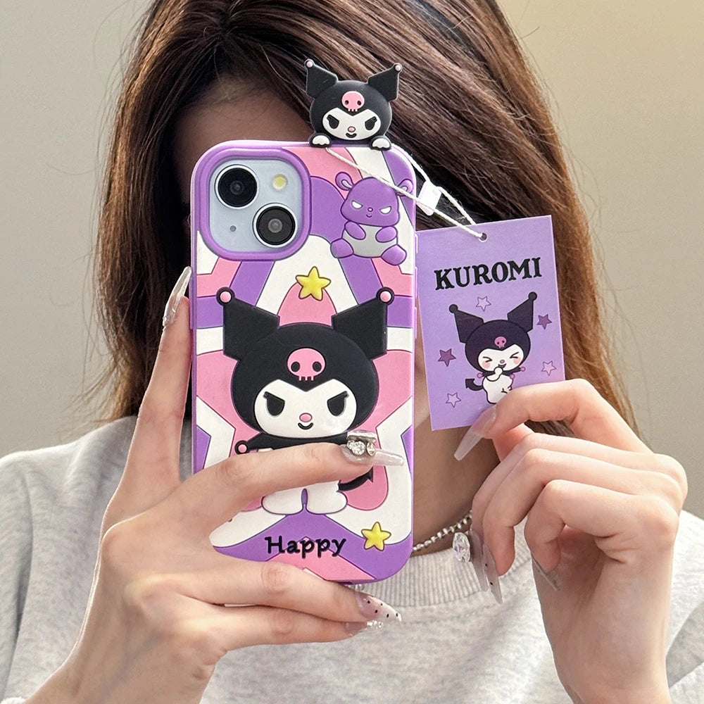Kawaii Kuromi Colorful Silicone iPhone Case – Bold & Cute Design
