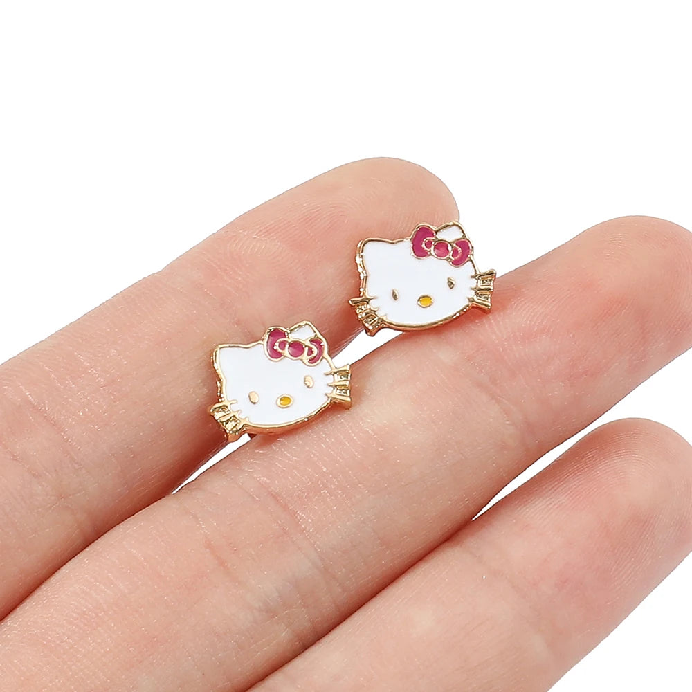 Kawaii Perfection: Hello Kitty Necklace & Stud Earrings Set