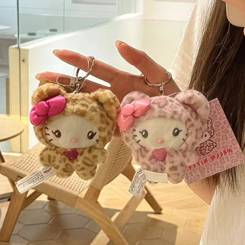 Kawaii Sanrio Hello Kitty Keychain | Leopard Print Design for a Fun, Fashionable Touch